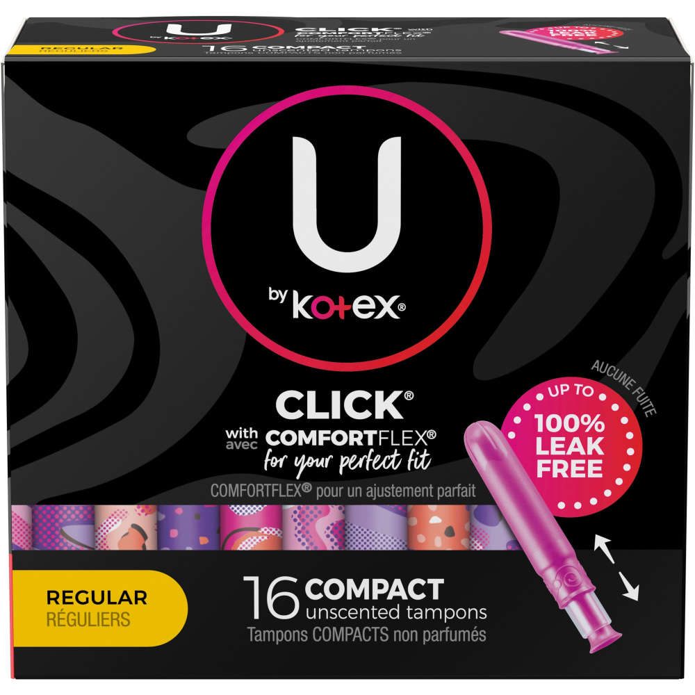 U by Kotex Click Regular Tampons, Box Of 16 Tampons (Min Order Qty 7) MPN:KCC53445