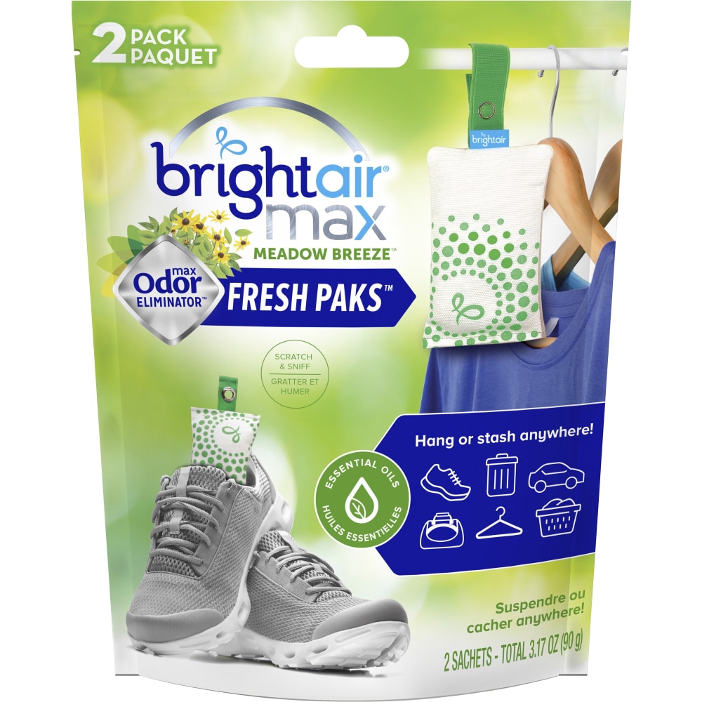 Bright Air Fresh Pak Sachets - Meadow Breeze - 2 / Pack - Odor Neutralizer, Phthalate-free, Paraben-free, Formaldehyde-free, NPE-free, BHT Free (Min Order Qty 8) MPN:900610