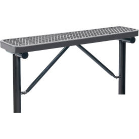 GoVets™ 4' Outdoor Steel Flat Bench Expanded Metal In Ground Mount Gray 741IGY695