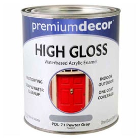 Premium Dcor Waterborne Acrylic Enamel Gloss Finish Pewter Gray Quart - 796907 796907