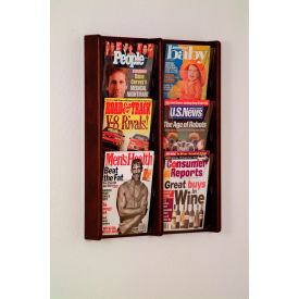 6 Pocket (2Wx3H) Acrylic & Oak Wall Display - Mahogany AC26-6MH