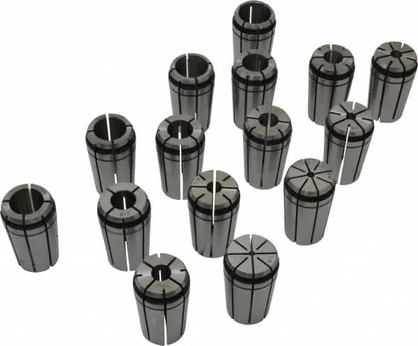 Collet Set: 15 Pc, Series TG/PG 100, 1/8 to 1