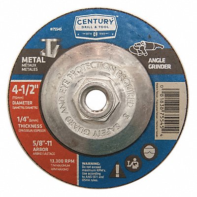 Metal Grinding Wheel 4-1/2x1/4in Type 27 MPN:75545