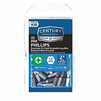 Phillips Drywall Screwdriver Bit 2R 25Pk MPN:68525