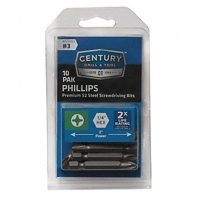 Phillips Power Screwdriver Bit 3 10Pk MPN:69003