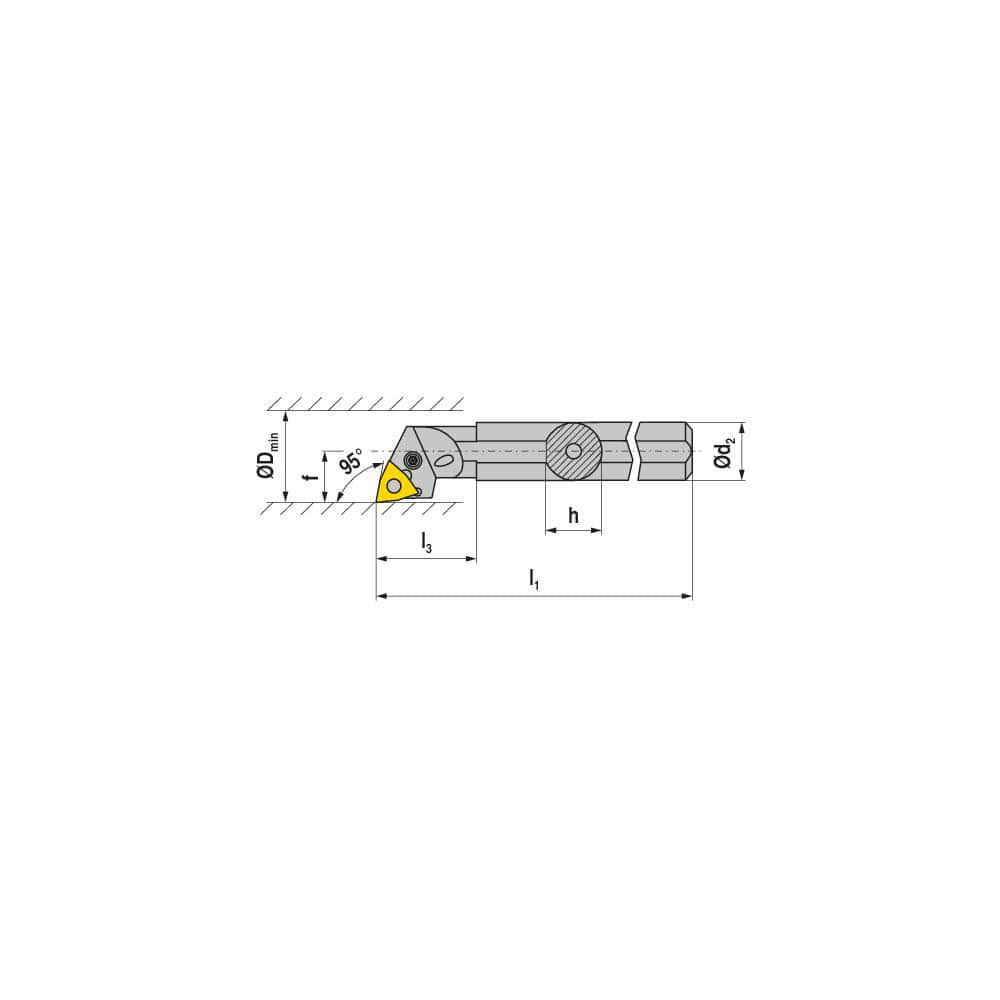 Indexable Boring Bars, Minimum Bore Diameter (mm): 20.00 , Maximum Bore Depth (Decimal Inch): 0.7874 , Toolholder Style: PWLNR , Tool Material: Steel  MPN:7057211600