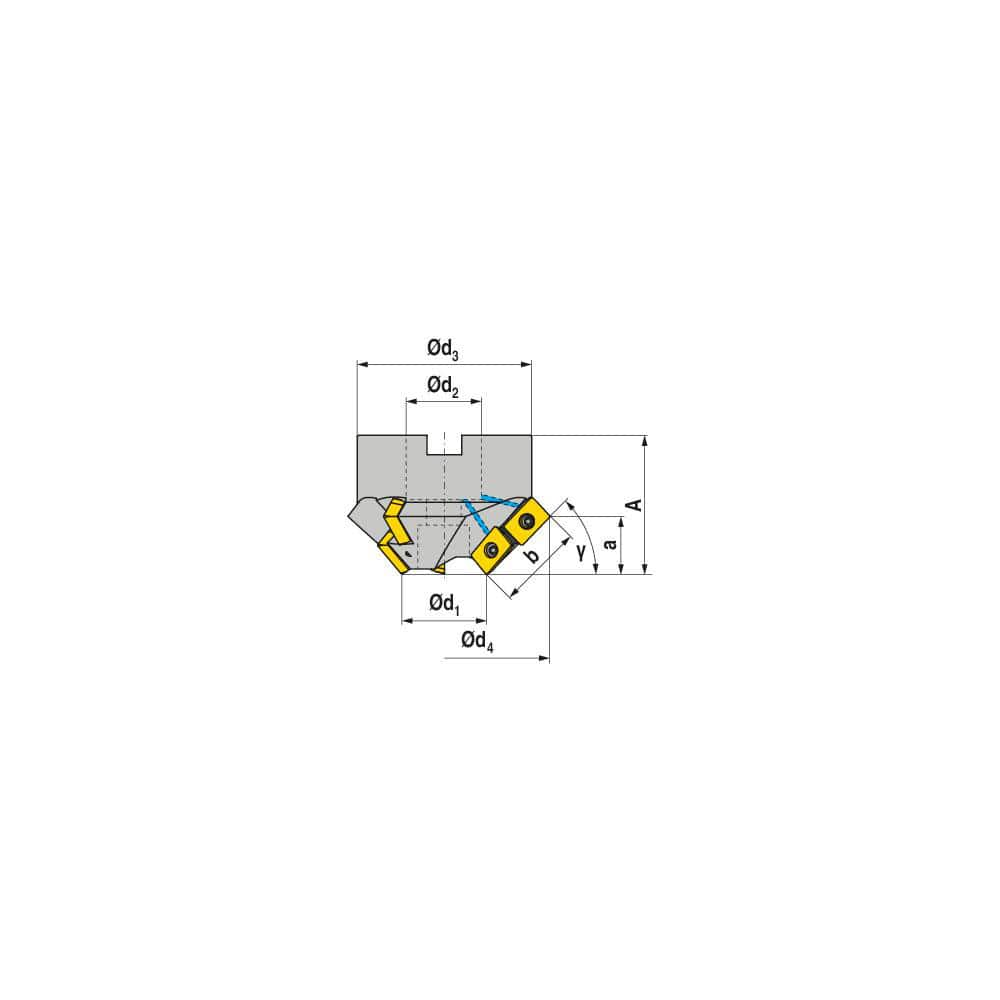 Indexable Chamfer & Angle Face Mills, Minimum Cutting Diameter (mm): 35.00 , Maximum Cutting Diameter (mm): 92.20 , Maximum Depth of Cut (mm): 7.60  MPN:50768015