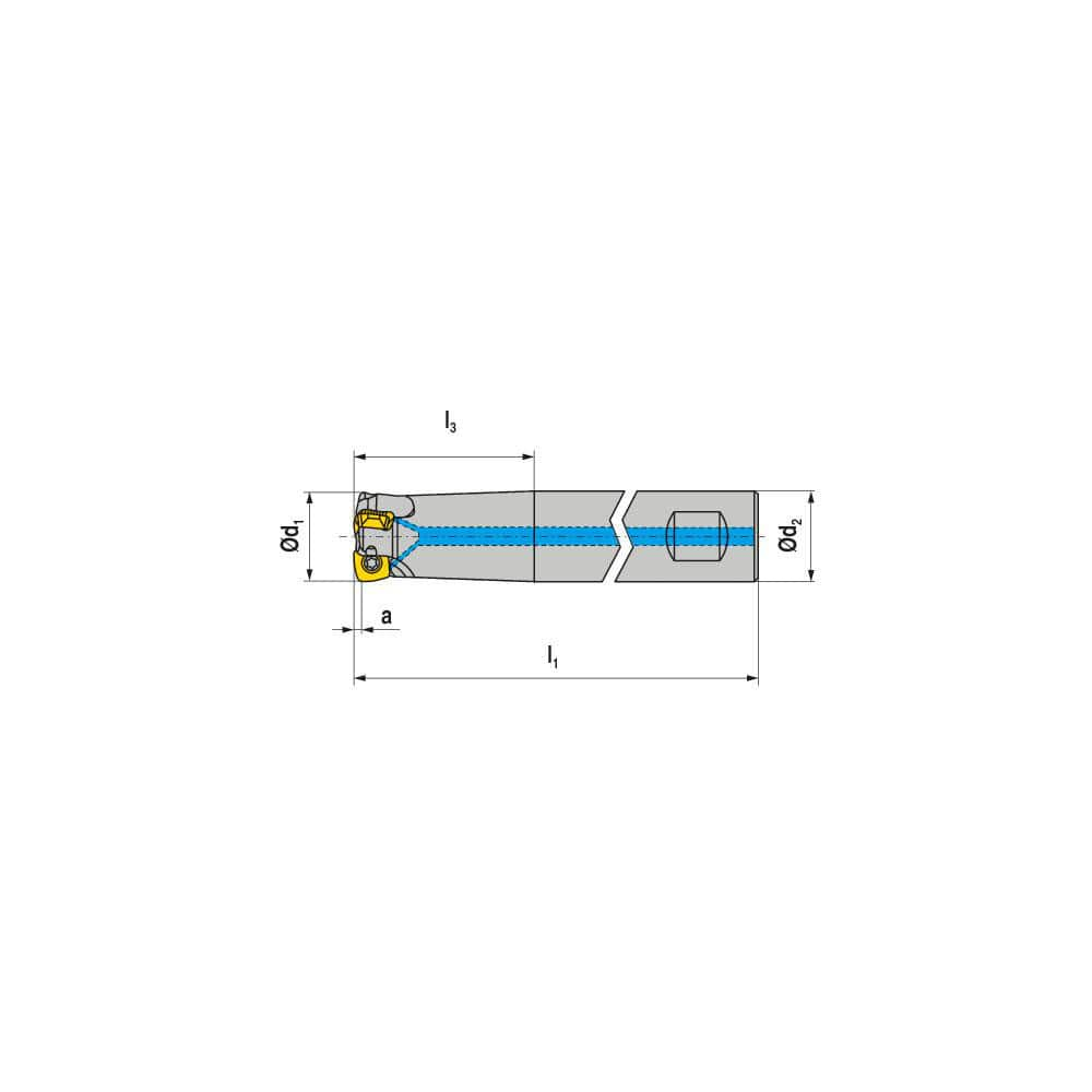 Indexable High-Feed End Mill: 16 mm Cut Dia, 16 mm Weldon Flat Shank MPN:50681616