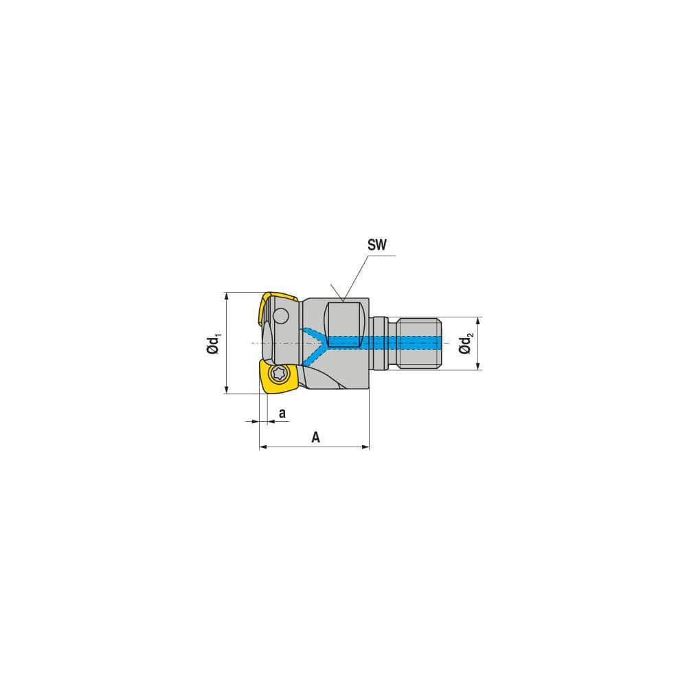 Indexable High-Feed End Mill: 25 mm Cut Dia, 12 mm Modular Shank MPN:50682025