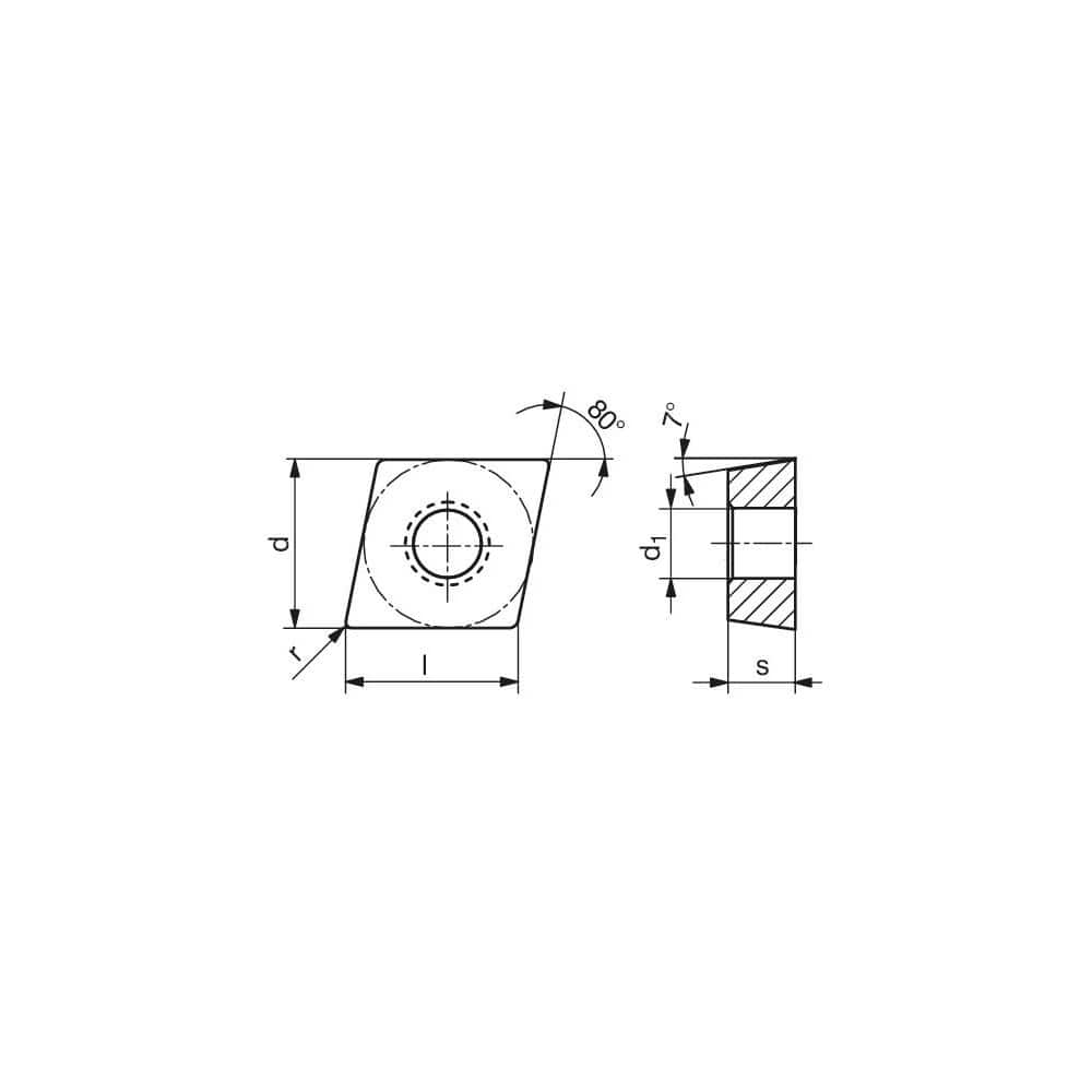 Turning Inserts, Insert Style: CCGT , Insert Size Code: 21.5.5 , Insert Shape: Diamond , Included Angle: 80.0 , Inscribed Circle (Decimal Inch): 0.2500  MPN:70254300