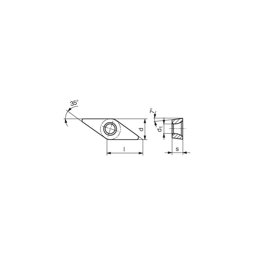 Turning Inserts, Insert Style: VCGT , Insert Size Code: 22.5 , Insert Shape: Diamond , Included Angle: 35.0 , Inscribed Circle (Decimal Inch): 0.2500  MPN:70280606