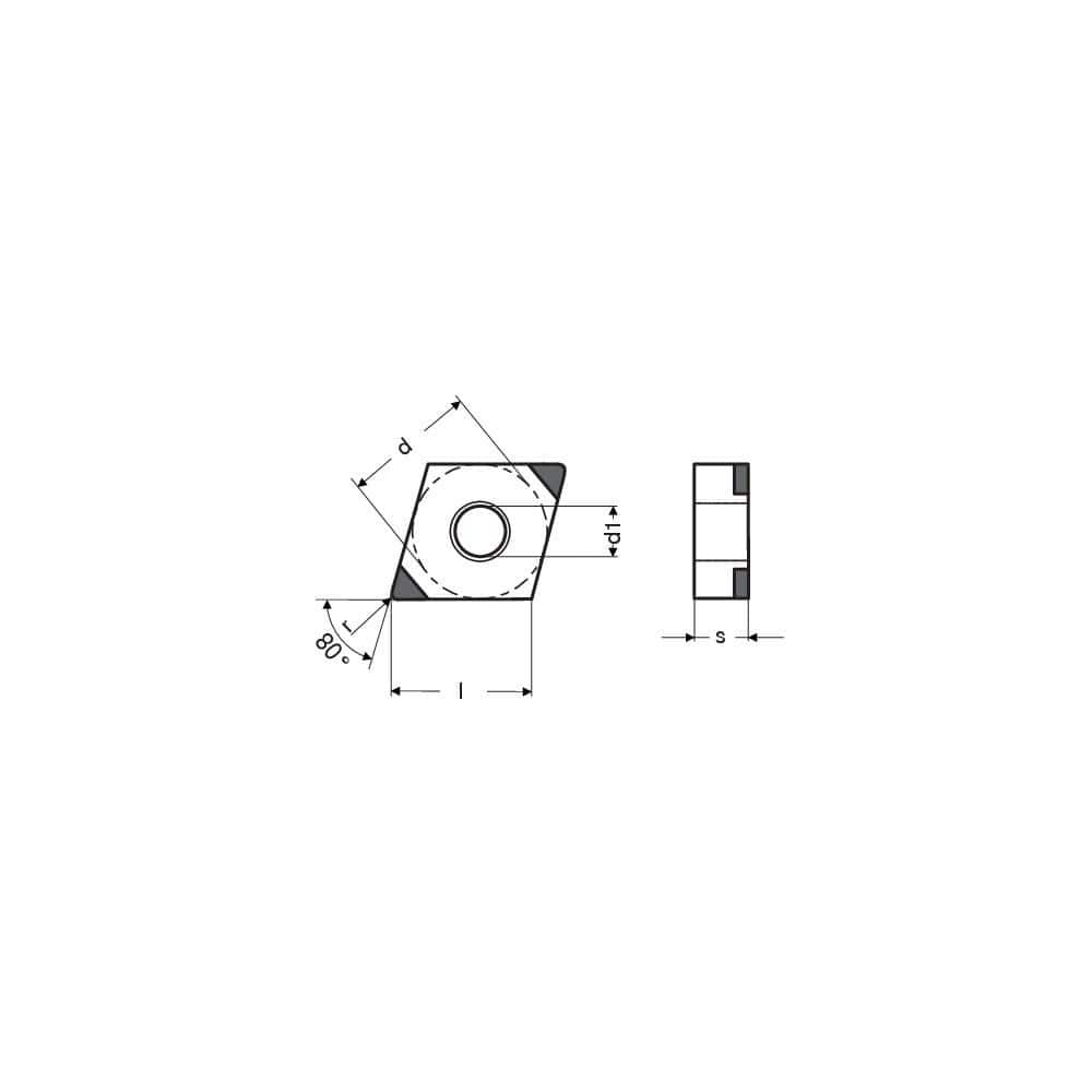 Turning Inserts, Relief Angle: 0 , Corner Radius (Decimal Inch): 0.0157 , Included Angle: 80.0 , Manufacturer Grade: CTBH15C , Coating/Finish: TiN  MPN:7100332829