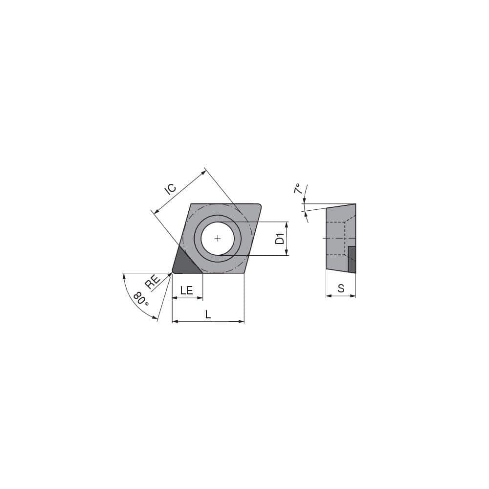 Turning Inserts, Insert Style: CCGW , Insert Size Code: 432 , Insert Shape: Diamond , Included Angle: 80.0 , Inscribed Circle (Decimal Inch): 0.5000  MPN:71120910