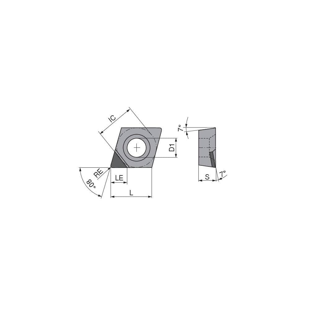 Turning Inserts, Relief Angle: 7 , Corner Radius (Decimal Inch): 0.0157 , Included Angle: 80.0 , Manufacturer Grade: CTDPD20 , Coating/Finish: Uncoated  MPN:71126124