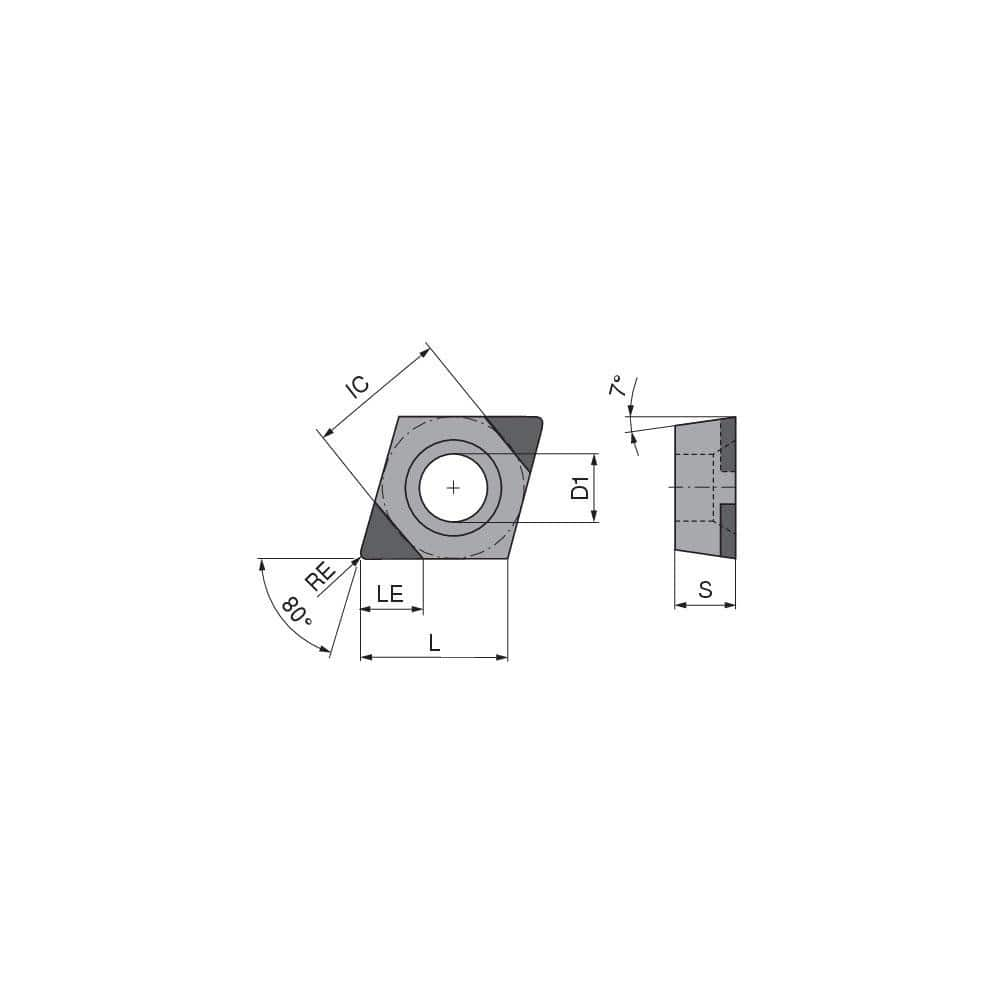 Turning Inserts, Insert Style: CCGW , Insert Size Code: 21.52 , Insert Shape: Diamond , Included Angle: 80.0 , Inscribed Circle (Decimal Inch): 0.2500  MPN:71161182