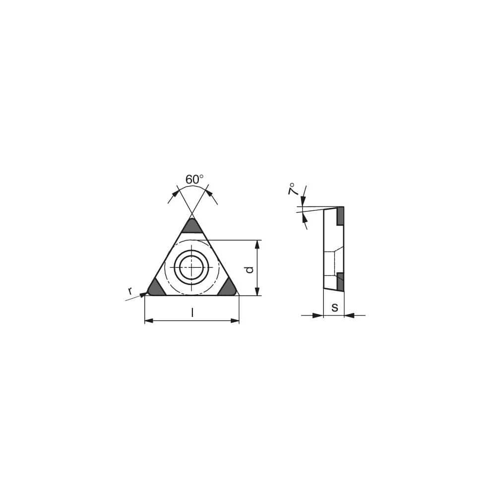 Turning Inserts, Insert Style: TCGW , Insert Size Code: 1.81.5.5 , Insert Shape: Triangle , Included Angle: 60.0 , Inscribed Circle (Decimal Inch): 0.2189  MPN:71164210