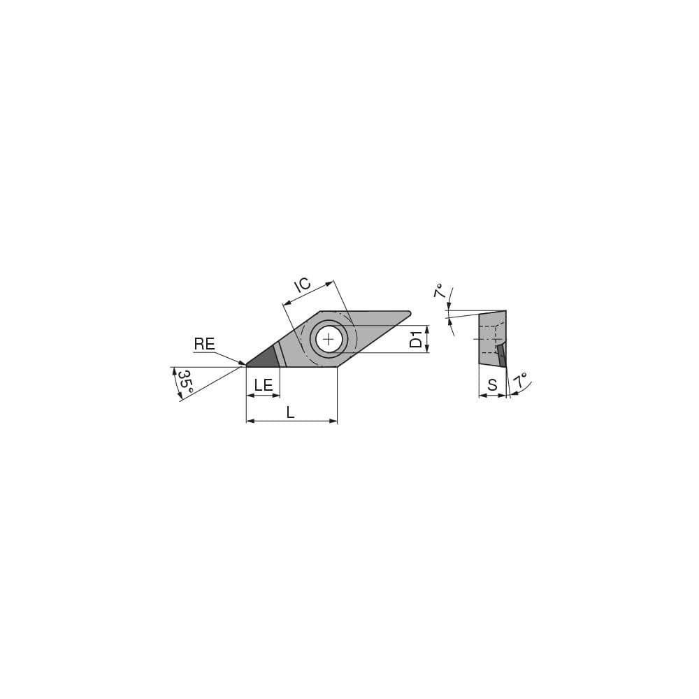 Turning Inserts, Relief Angle: 7 , Corner Radius (Decimal Inch): 0.0472 , Included Angle: 35.0 , Manufacturer Grade: CTDCD10 , Coating/Finish: Diamond Coating  MPN:7133032800