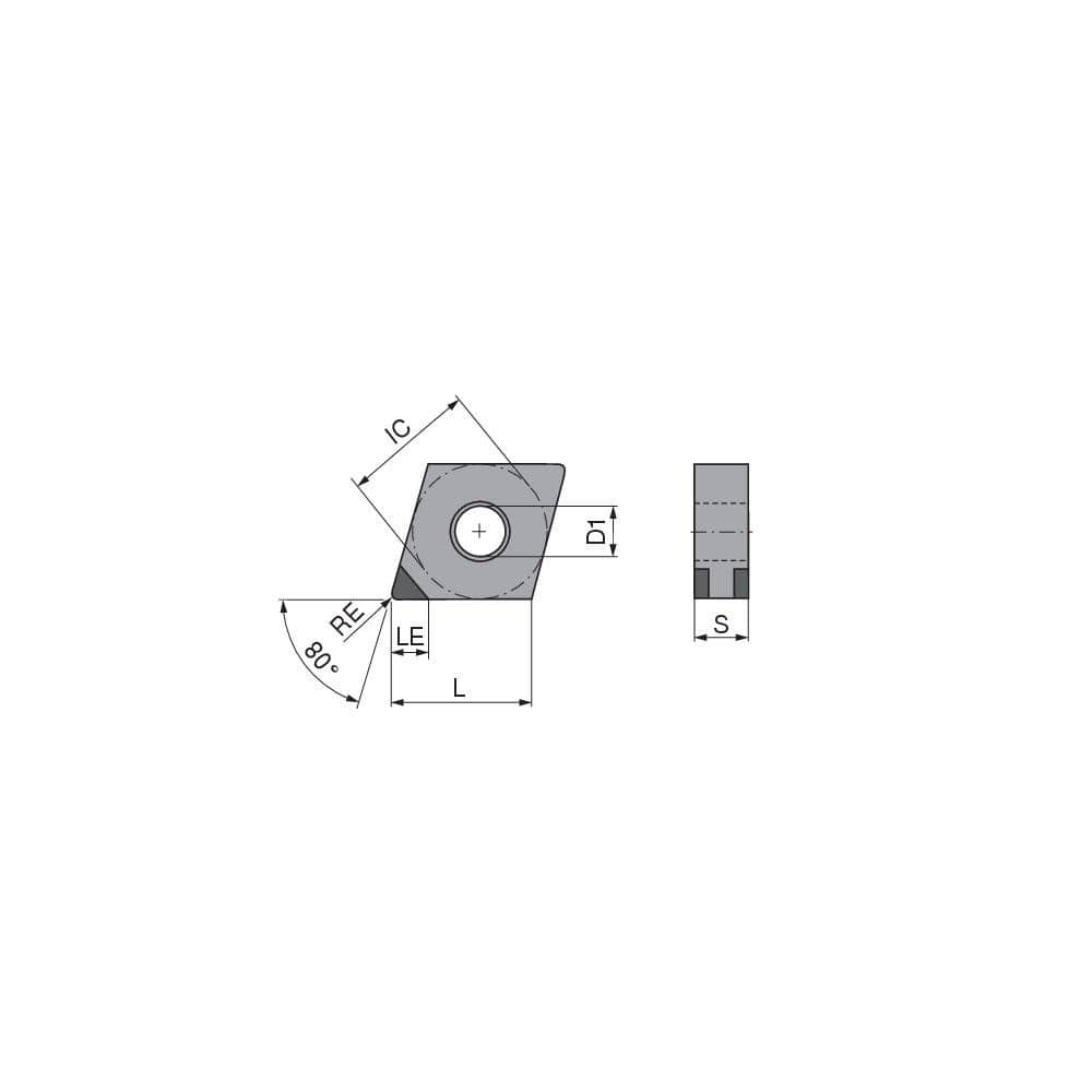 Turning Inserts, Insert Style: CNGA , Insert Size Code: 432 , Insert Shape: Diamond , Included Angle: 80.0 , Inscribed Circle (Decimal Inch): 0.5000  MPN:71400354