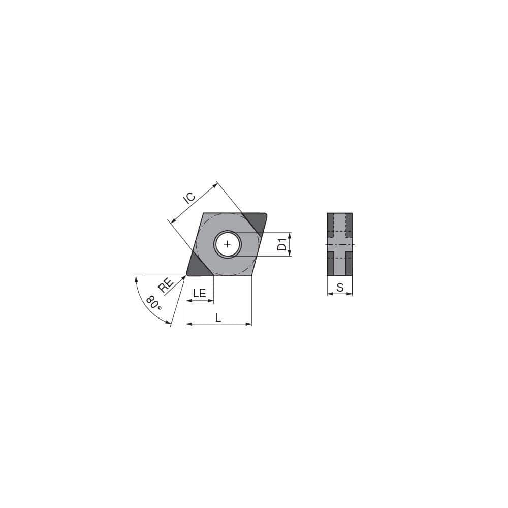 Turning Inserts, Insert Style: CNGA , Insert Size Code: 432 , Insert Shape: Diamond , Included Angle: 80.0 , Inscribed Circle (Decimal Inch): 0.5000  MPN:71401154