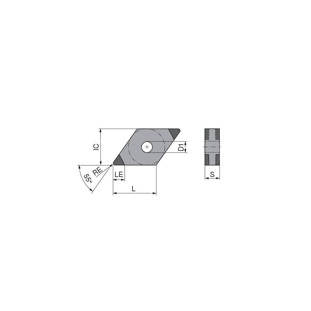 Turning Inserts, Insert Style: DNGA , Insert Size Code: 441 , Insert Shape: Diamond , Included Angle: 55.0 , Inscribed Circle (Decimal Inch): 0.5000  MPN:71403332