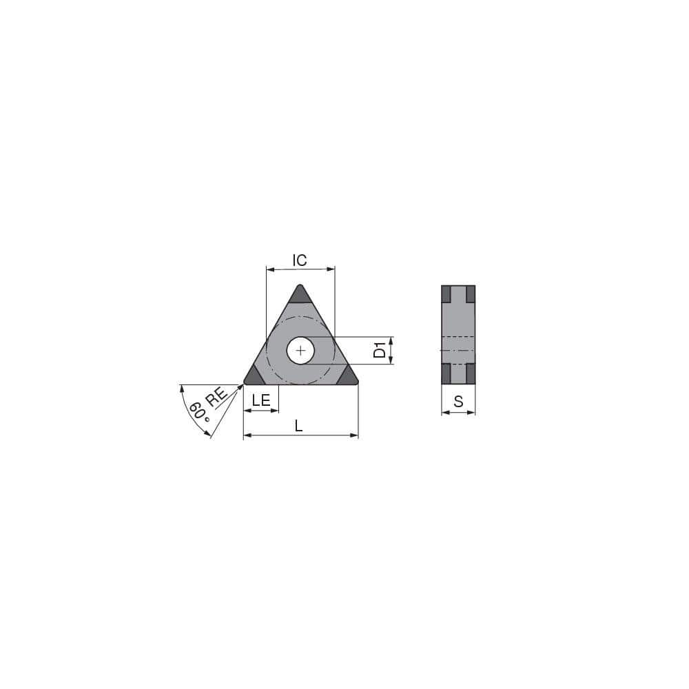 Turning Inserts, Insert Style: TNGA , Insert Size Code: 331 , Insert Shape: Triangle , Included Angle: 60.0 , Inscribed Circle (Decimal Inch): 0.3748  MPN:71404212