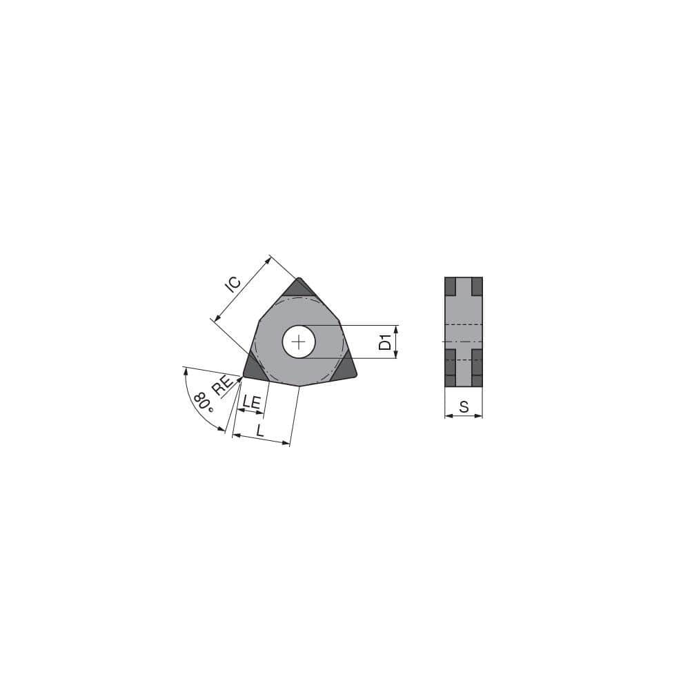 Turning Inserts, Insert Style: WNGA , Insert Size Code: 432 , Insert Shape: Trigon , Included Angle: 80.0 , Inscribed Circle (Decimal Inch): 0.5000  MPN:71405264