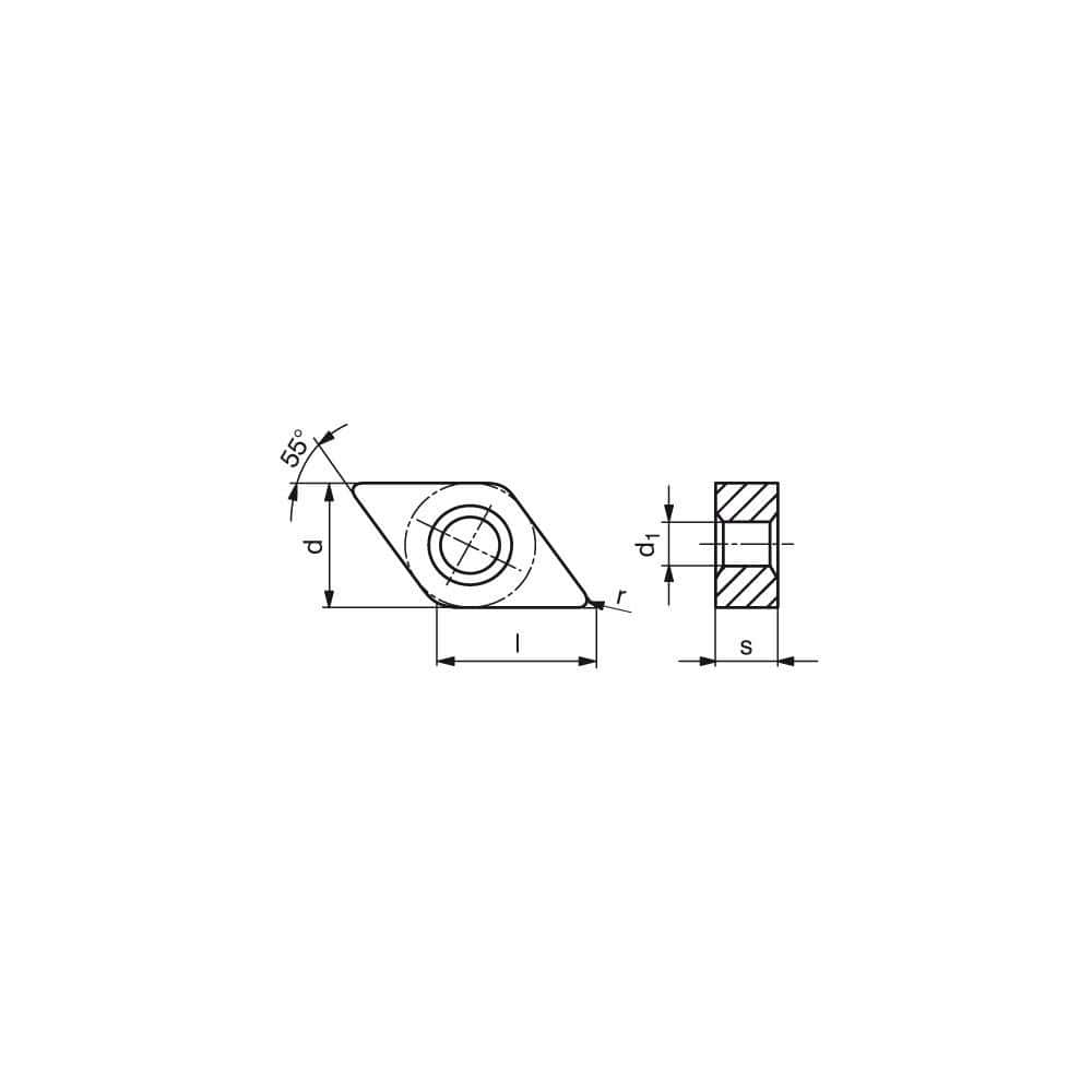 Turning Inserts, Insert Style: DNMG , Insert Size Code: 442 , Insert Shape: Diamond , Included Angle: 55.0 , Inscribed Circle (Decimal Inch): 0.5000  MPN:75004530