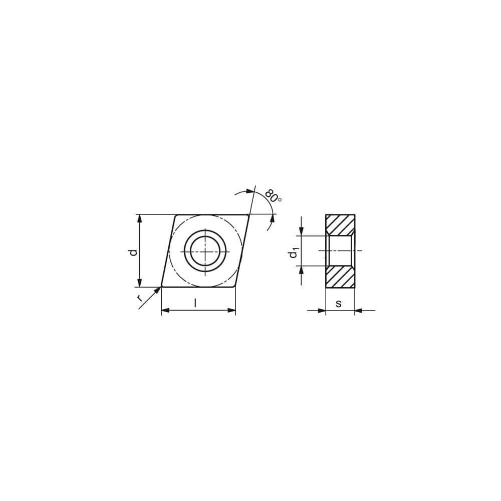 Turning Inserts, Insert Style: CNMG , Insert Size Code: 432 , Insert Shape: Diamond , Included Angle: 80.0 , Inscribed Circle (Decimal Inch): 0.5000  MPN:75011230