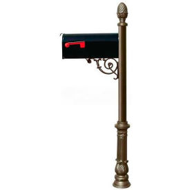 Lewiston E1 Econ.Mailbox Post(Ornate Base & Pineapple Finial) Support Brace Mounting PlateBronze LPST-703-E1-BZ