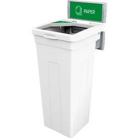 Busch Systems® Rise Single Paper Waste Container W/ Signage 15 Gallon White 139619