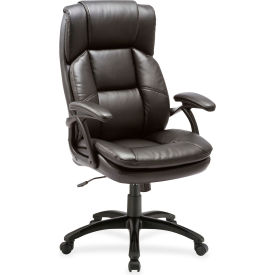 Lorell® Black Base High-Back Leather Chair - Black 59535