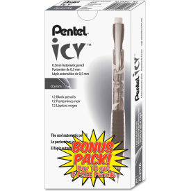 Pentel® Icy Mechanical Pencil 0.5 mm HB (#2.5) Black Lead Transparent Smoke Barrel 24/Pack AL25TASW-SPR