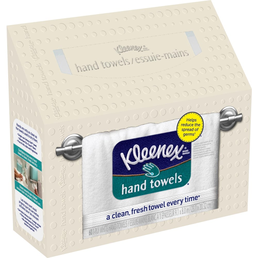 Kleenex Disposable 1-Ply Hand Towels, 8in x 9-1/8in, White, Box Of 60 Towels (Min Order Qty 14) MPN:KCC38586