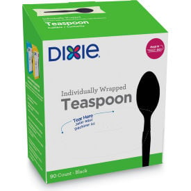 Dixie® Mediumweight Grab'N Go Wrapped Teaspoons Polystyrene Black 90/Box 6 Box/Carton DXETM5W540