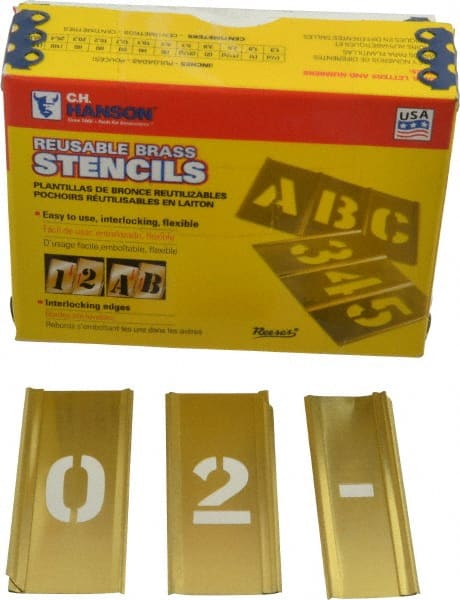 15 Piece, 3/4 Inch Character Size, Brass Stencil MPN:10007