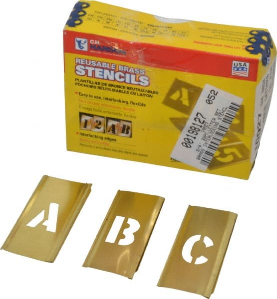 33 Piece, 3/4 Inch Character Size, Brass Stencil MPN:10027