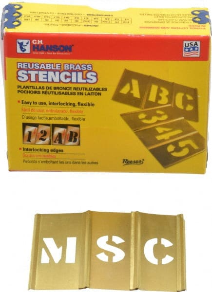 45 Piece, 3/4 Inch Character Size, Brass Stencil MPN:10067