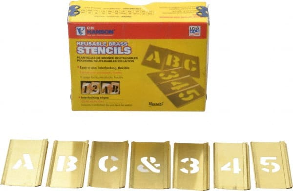 92 Piece, 3/4 Inch Character Size, Brass Stencil MPN:10147