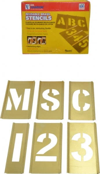 92 Piece, 2-1/2 Inch Character Size, Brass Stencil MPN:10152