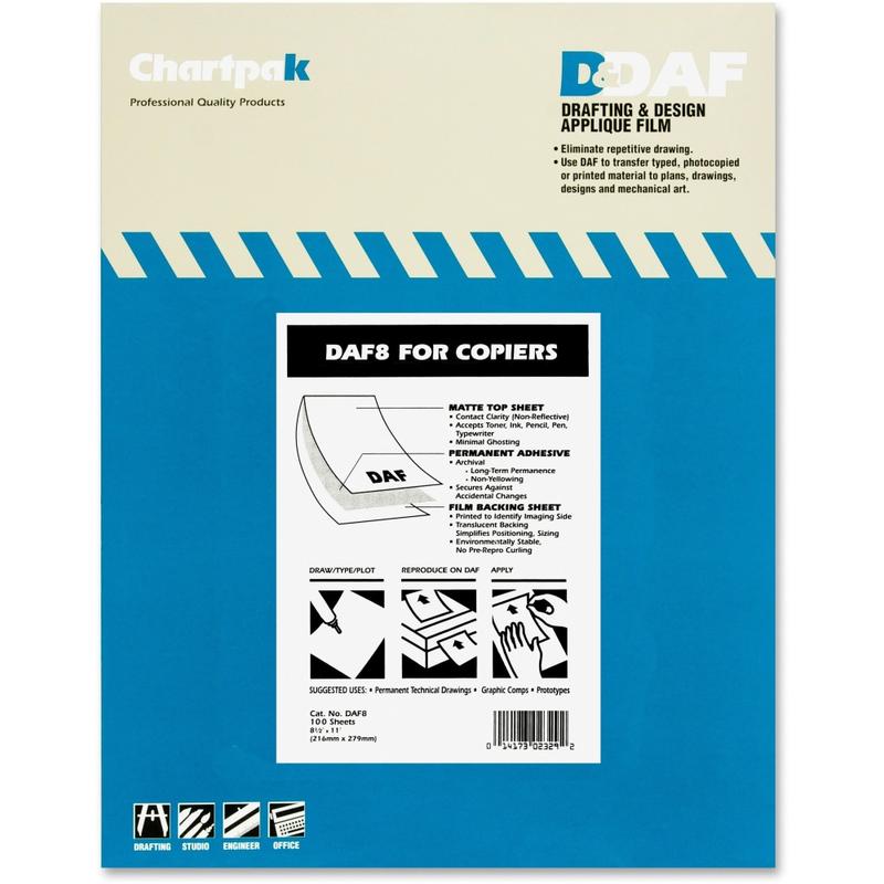 Chartpak Pickett Drafting Applique Film With Film Backing, Permanent, Box Of 100 MPN:DAF8