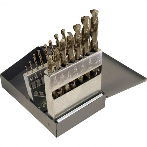 Drill Bit Set: Jobber Length Drill Bits, 15 Pc, 0.0625