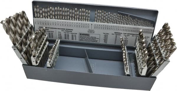 Drill Bit Set: Jobber Length Drill Bits, 115 Pc, 0.04