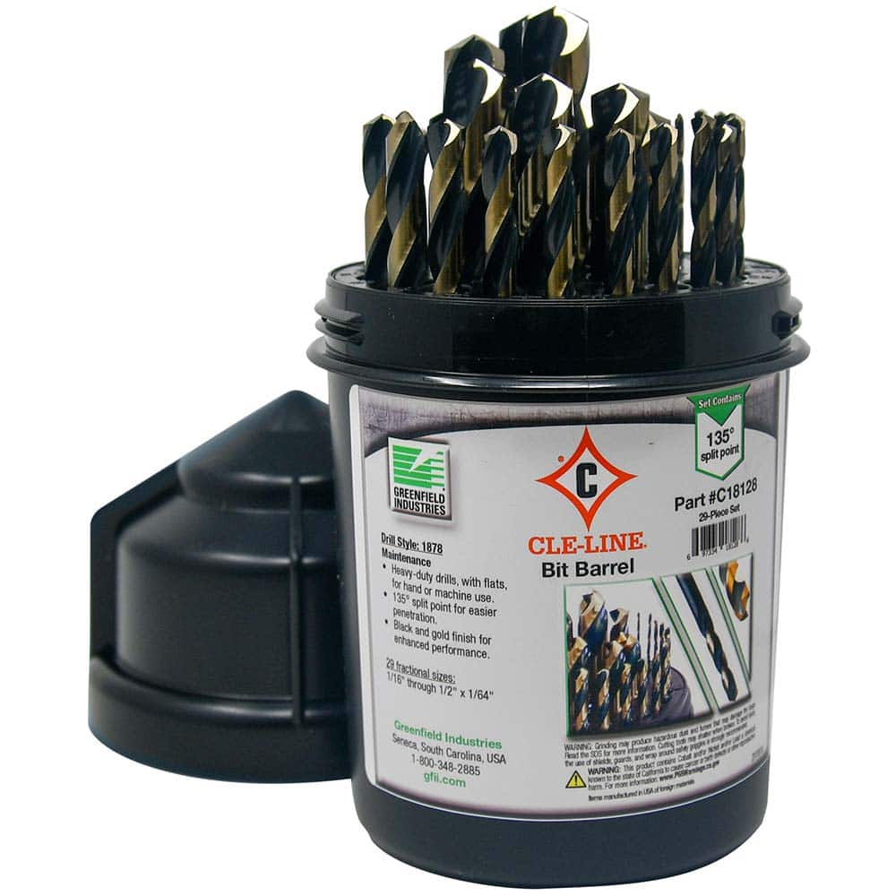 Drill Bit Set: Jobber Length Drill Bits, 29 Pc, 0.0625