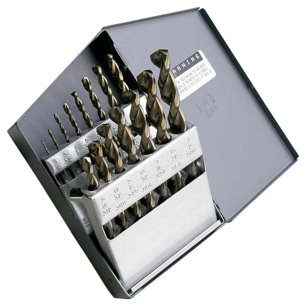 Drill Bit Set: Jobber Length Drill Bits, 15 Pc, 0.0625