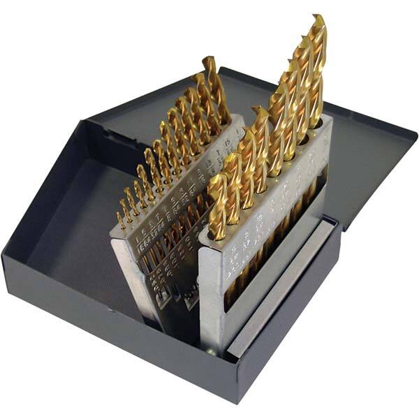 Drill Bit Set: Jobber Length Drill Bits, 21 Pc, 0.0625