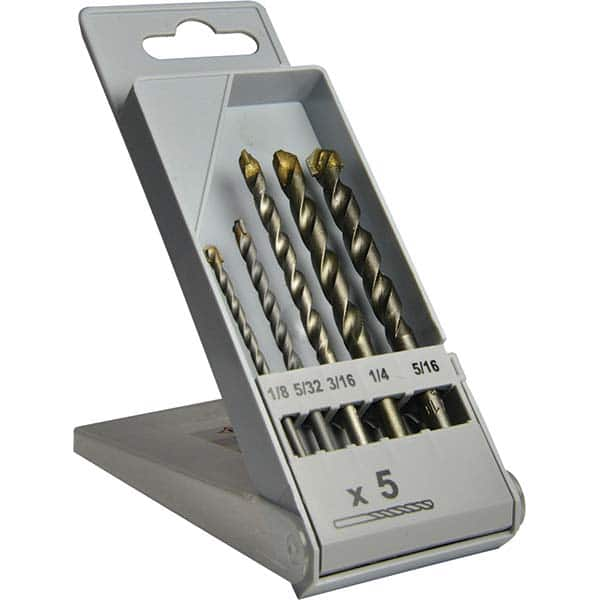 Drill Bit Set: Maintenance Length Drill Bits, 5 Pc, 0.125