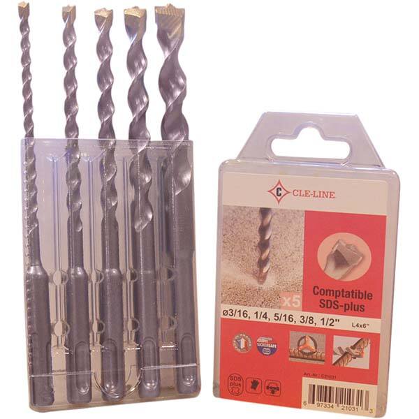 Drill Bit Set: Maintenance Length Drill Bits, 5 Pc, 0.1875