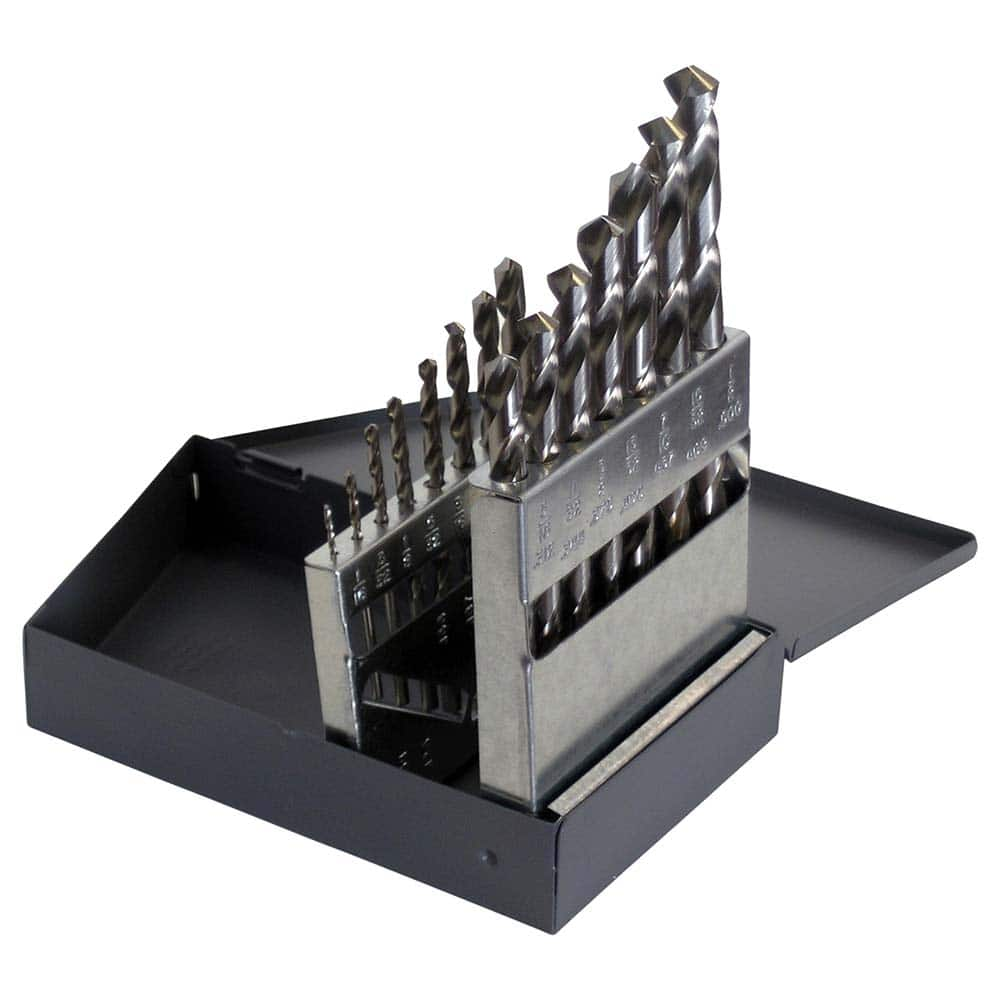 Drill Bit Set: Jobber Length Drill Bits, 15 Pc, 0.0625