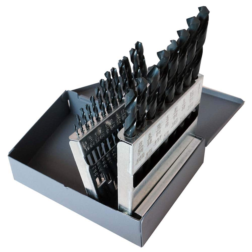 Drill Bit Set: Jobber Length Drill Bits, 21 Pc, 0.0625