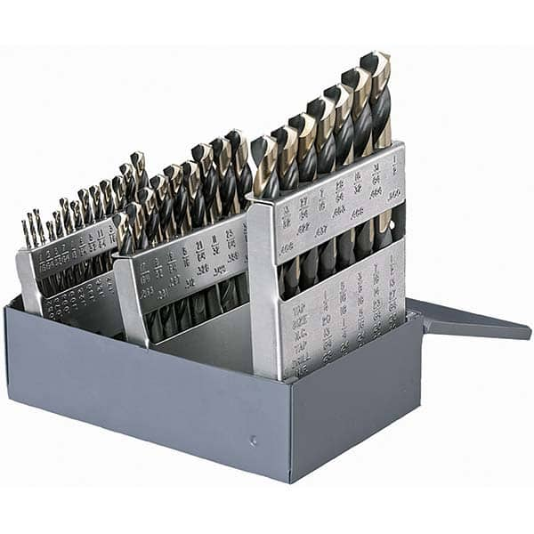 Drill Bit Set: Jobber Length Drill Bits, 25 Pc, 0.0394